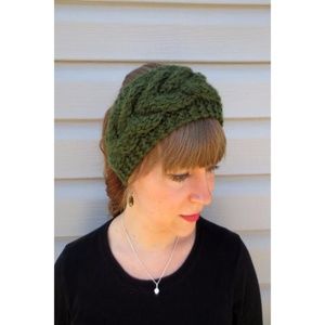KNITTED TURBAN HEADBAND (DARK OLIVE)